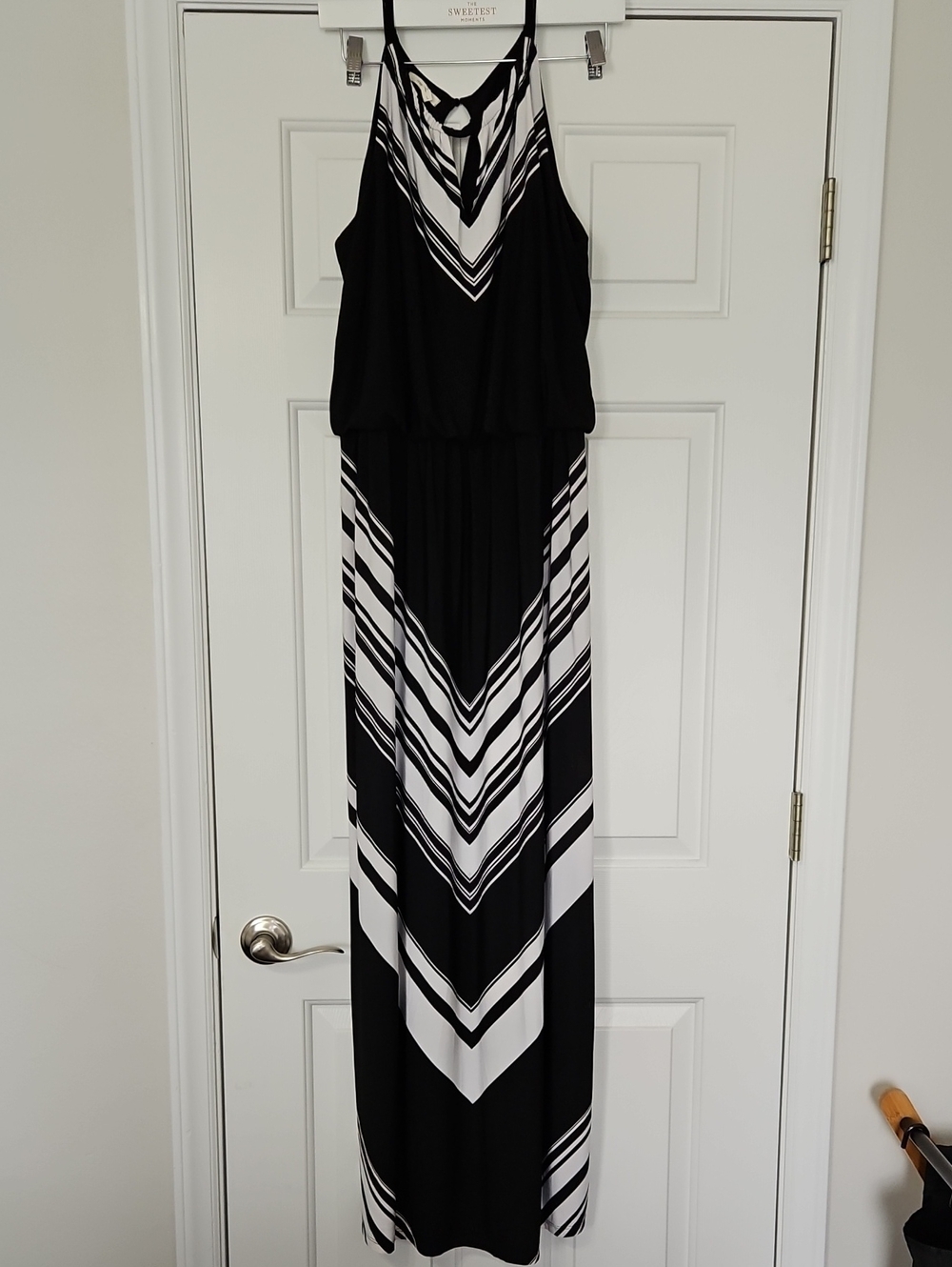 Maurices Black and White Chevron Halter Maxi Dress